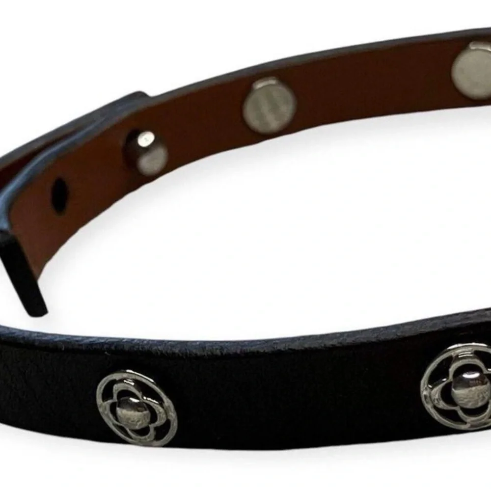 Stella & Dot Clover Double Wrap Leather Bracelet/Choker - Picture 3 of 4